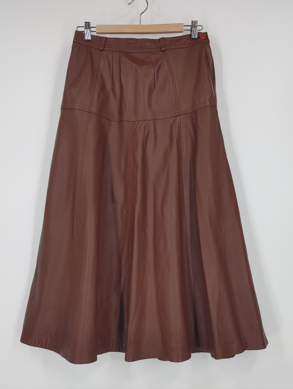 Dino Valiano Leather A Line Midi Skirt